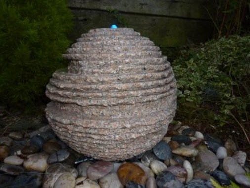Pink Rustic Grooved Sphere Fountain