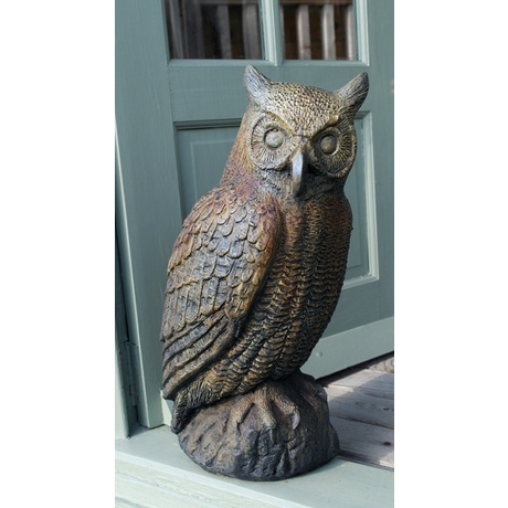Great Horned Owl Stone Ornament - Burnt Umber