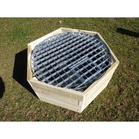 Hexagonal Timber Patio Box + Pool + Grid - 90L