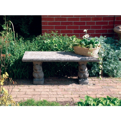 Straight Stone Bench With Squirrel Base Supports