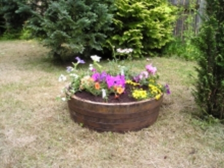 24" Shallow Oak Tub Planter Natural Finish