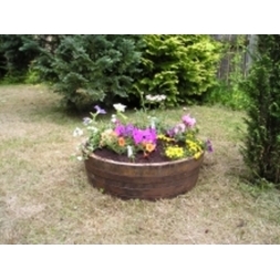 24" Shallow Oak Tub Planter Natural Finish