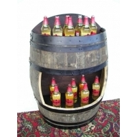 Rustic Oak Wall Barrel - Bottled Drinks Display Cabinet