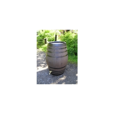 100 Gallon Stained Oak Barrel Water Butt