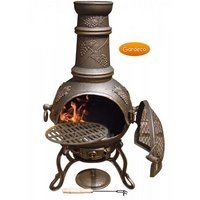 Toledo Large Cast Iron Bronze Chimenea With Grapes Motif - 2 Sizes With Grill