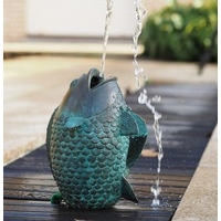 Verdigris Bronze Fish Vase Fountain