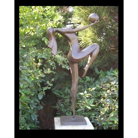 Lady Playing Ball Contemporary Bronze Statue