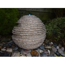 Pink Rustic Grooved Sphere Fountain