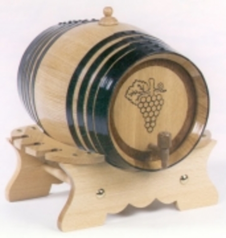 Seasoned Oak 8 Litre Engraved Grape Bunch Wine Barrel