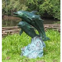 Dolphin Family Bronze Statue Fountain