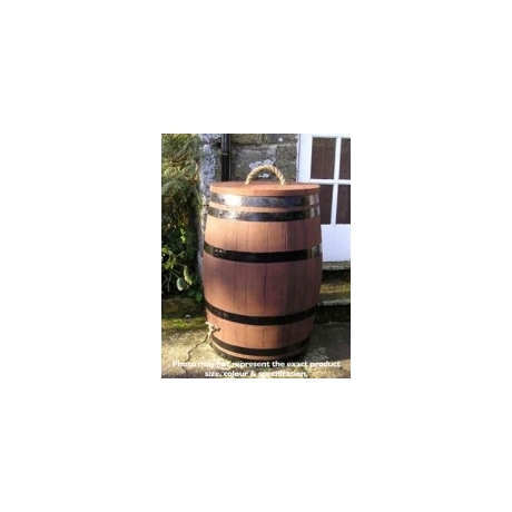 45 Gallon Stained Oak Barrel Water Butt