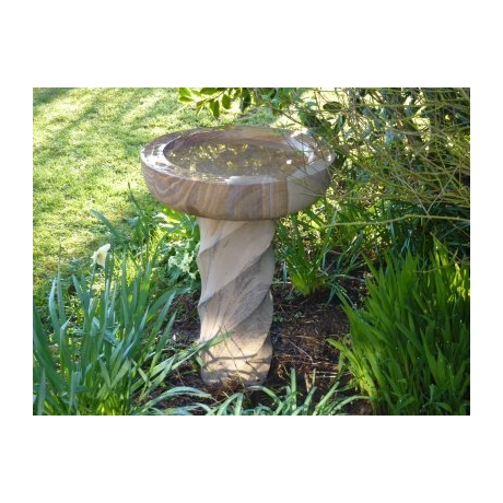 Rainbow Sandstone Spiral Bird Bath