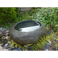 Natural Granite Boulder Basin Bird Bath - Small