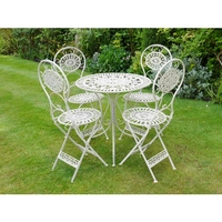 Metal Bistro Dining Set 4 Chairs - Cream