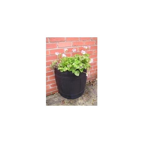 Half Oak Barrel Wall Planter - Dark Finish - No Stock