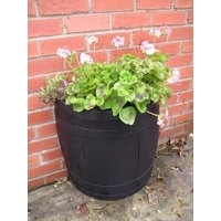 Half Oak Barrel Wall Planter - Dark Finish - No Stock