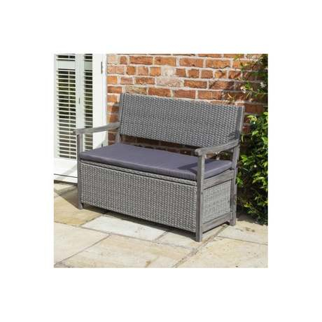 Rowlinsons Alderley Rattan Storage Bench Grey