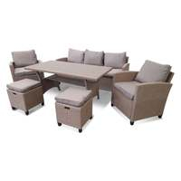 Rowlinsons Albany Rattan Garden Sofa Dining Set Oatmeal