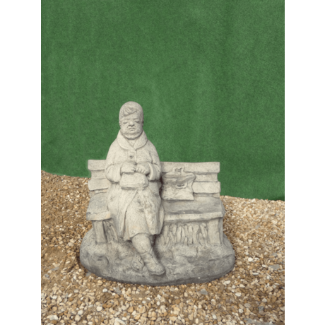 Old Lady on Bench - Cotswold Stone Statue