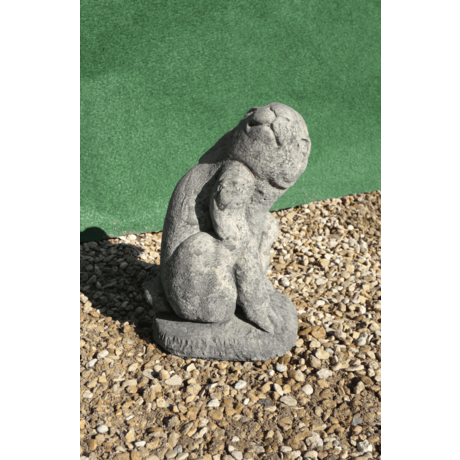 Scratching Rabbit Stone Statue
