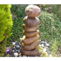 Cascading Pebble Fountain - Natural Stacked Pebbles