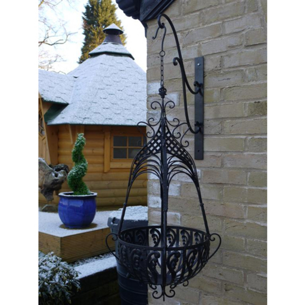 Barrel Garden Cathedral Top Wrought Iron Large Hanging Basket Wrought Iron Large Hanging Basket