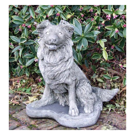 Collie Pup Dog Stone Statue