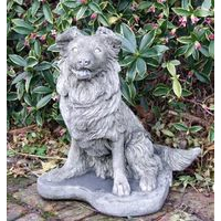 Collie Pup Dog Stone Statue