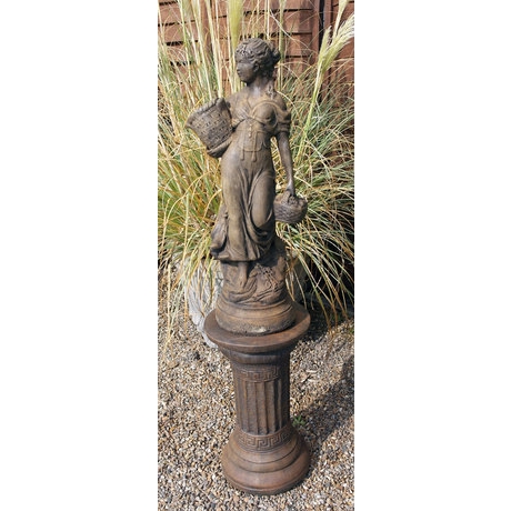 Country Girl  Stone Statue - Burnt Umber