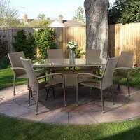 Rowlinsons Albany Rattan Rectangular Dining Set 6 Seater Oatmeal