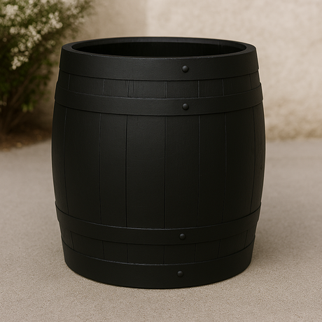 Firkin Barrel Planter - Dark Stained Finish