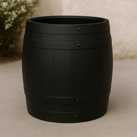 Firkin Barrel Planter - Dark Stained Finish