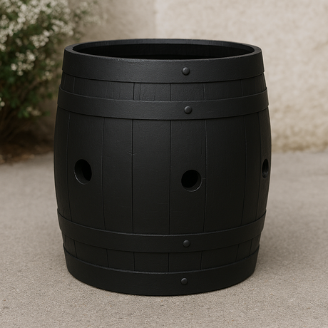 Firkin Barrel Planter - Strawberry Dark Stained Finish