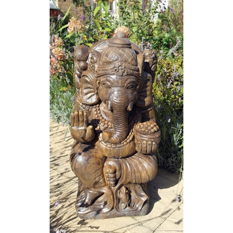 Ganesh Stone Statue - Burnt Umber