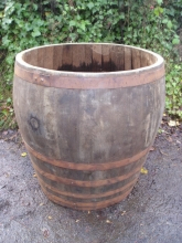 Barrel & Garden :: 36" Natural Finish Oak Tub Half-Barrel