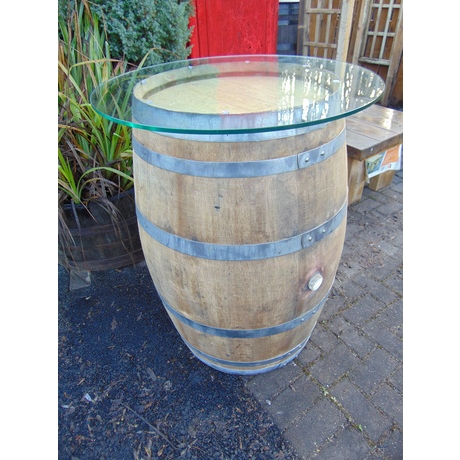 French Wine Barrel Glass Top Table - 225L