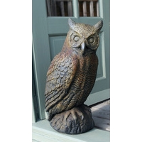 Great Horned Owl Stone Ornament - Burnt Umber