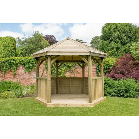 3.6M Premium Hexagonal Wooden Garden Gazebo with Timber Roof