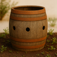 Kilderkin  Strawberry Barrel Planter - Natural Finish