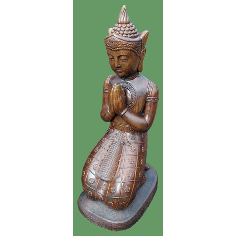 Kneeling  Buddha Stone Statue - Burnt Umber