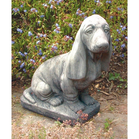 Large Basset Stone Dog Statue