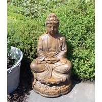 Lotus Buddha Stone Statue - Burnt Umber