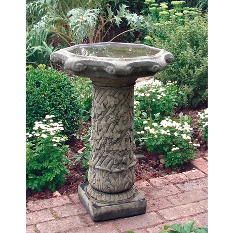 Vine Bird Bath Ornate Bowl - Cotswold Stone