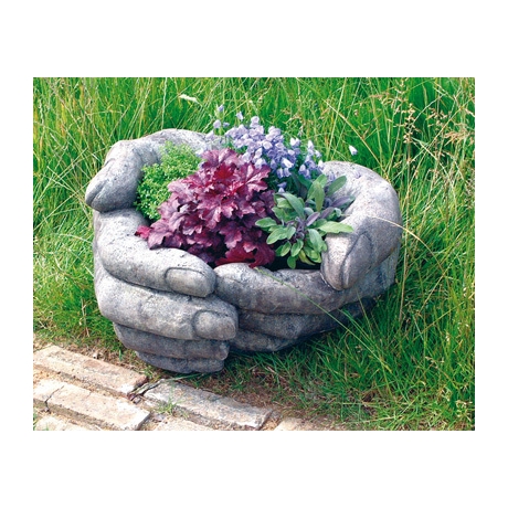 Cupped Hands Contemporary Stone Planter