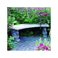 Curved Stone Bench With Squirrel Leg Supports