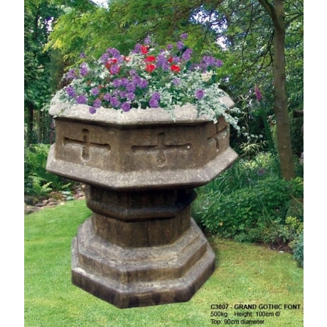 Grand Gothic Font Cotswold Stone Planter