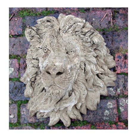 Grand Lions Head Wall Plaque - Stone Sculpture