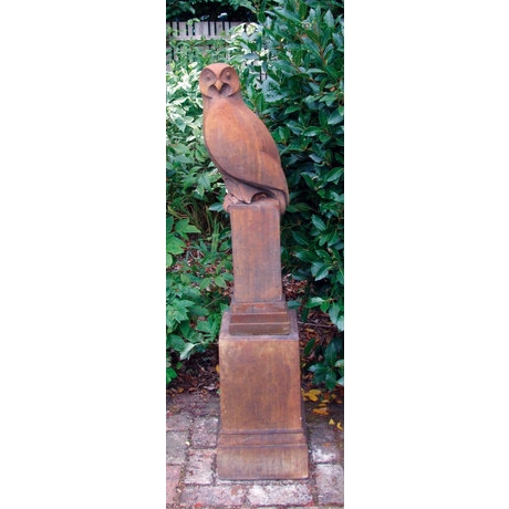 Owl Stone Sculpture - Rust Finish