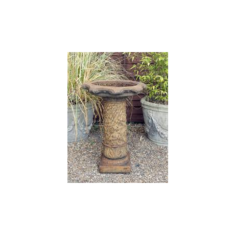 Vine Bird Bath Ornate Bowl - Burnt Umber