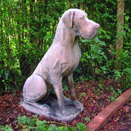 Male Great Dane Dog Stone Statue